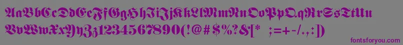 FettefrakturSemibold-fontti – violetit fontit harmaalla taustalla