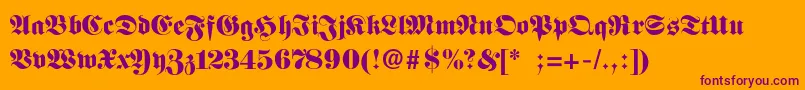 FettefrakturSemibold-Schriftart – Violette Schriften auf orangefarbenem Hintergrund