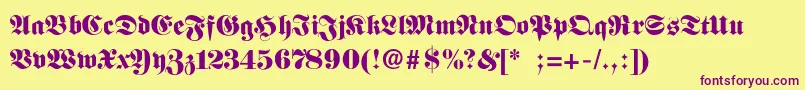 FettefrakturSemibold Font – Purple Fonts on Yellow Background