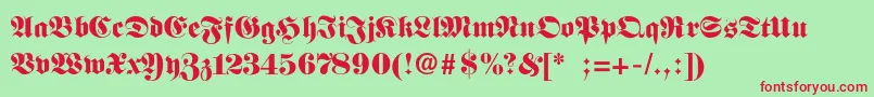 FettefrakturSemibold Font – Red Fonts on Green Background