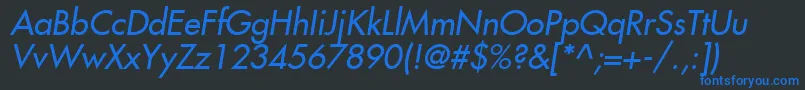 Шрифт Fujiyama2Italic – синие шрифты на чёрном фоне