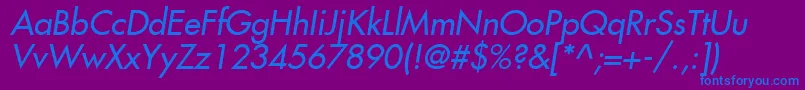 Fujiyama2Italic-fontti – siniset fontit violetilla taustalla