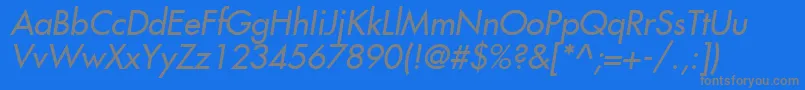 Fujiyama2Italic-fontti – harmaat kirjasimet sinisellä taustalla