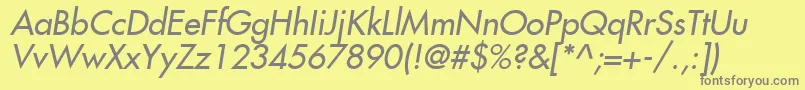 Fujiyama2Italic-fontti – harmaat kirjasimet keltaisella taustalla