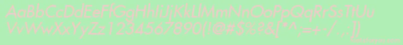 Fujiyama2Italic-fontti – vaaleanpunaiset fontit vihreällä taustalla