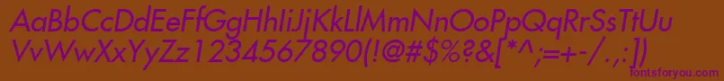Fujiyama2Italic-fontti – violetit fontit ruskealla taustalla