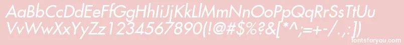 Fujiyama2Italic-fontti – valkoiset fontit vaaleanpunaisella taustalla
