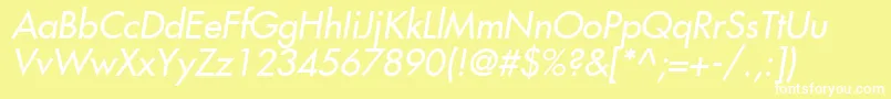 Шрифт Fujiyama2Italic – белые шрифты на жёлтом фоне