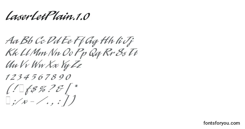 A fonte LaserLetPlain.1.0 – alfabeto, números, caracteres especiais