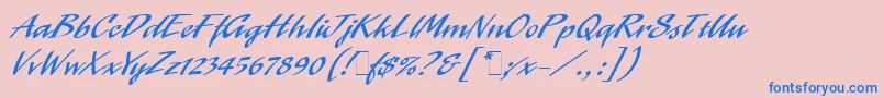 LaserLetPlain.1.0 Font – Blue Fonts on Pink Background