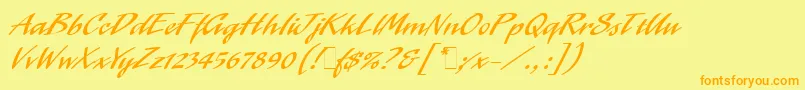 LaserLetPlain.1.0 Font – Orange Fonts on Yellow Background