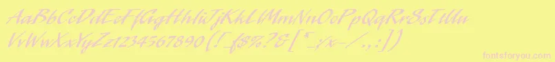 LaserLetPlain.1.0 Font – Pink Fonts on Yellow Background