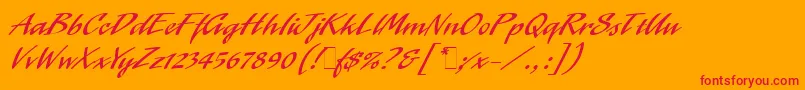 Fonte LaserLetPlain.1.0 – fontes vermelhas em um fundo laranja
