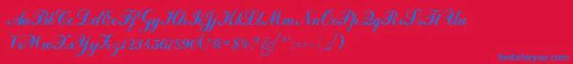 BulgarianKursiv-Schriftart – Blaue Schriften auf rotem Hintergrund