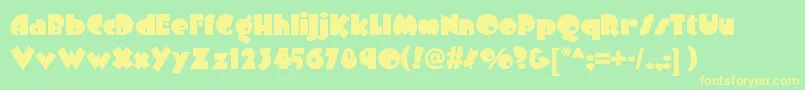 フォントArbuckleremixnf – 黄色の文字が緑の背景にあります