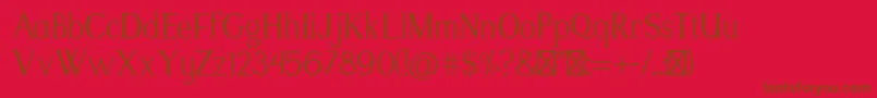 Weitere Informationen zur ModikastiRegular-Schriftart ModikastiRegular-Schriftart – Braune Schriften auf rotem Hintergrund