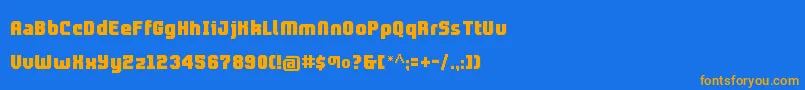 フォントProlamina2Update – オレンジ色の文字が青い背景にあります。