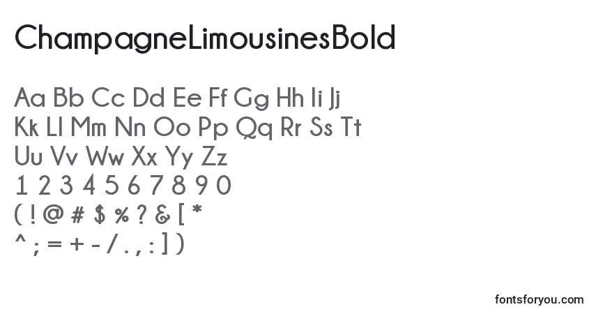 A fonte ChampagneLimousinesBold – alfabeto, números, caracteres especiais