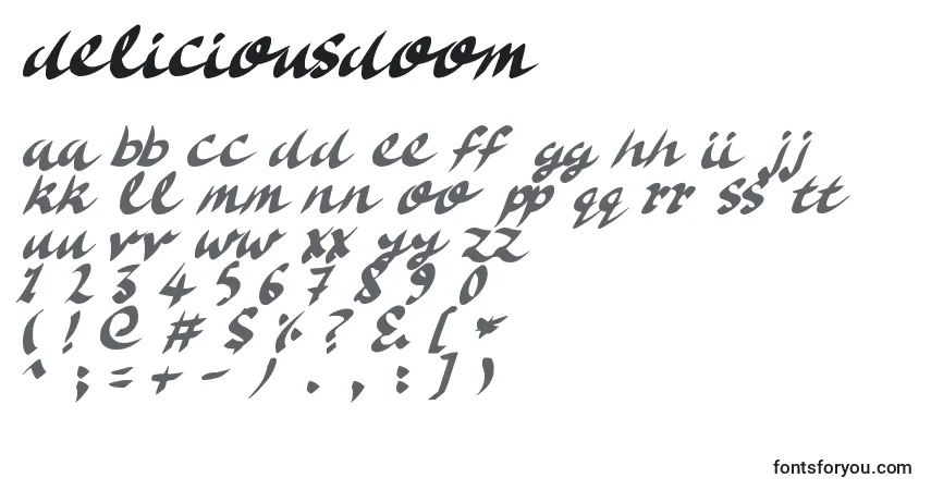 A fonte DeliciousDoom (66901) – alfabeto, números, caracteres especiais