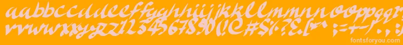 DeliciousDoom-Schriftart – Rosa Schriften auf orangefarbenem Hintergrund