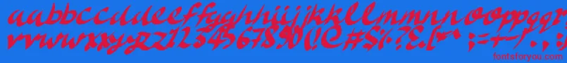 DeliciousDoom Font – Red Fonts on Blue Background