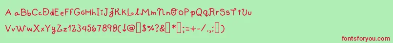 HobbyNeruchan Font – Red Fonts on Green Background
