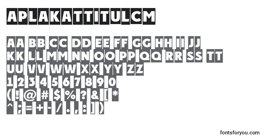 Schriftart APlakattitulcm – Alphabet, Zahlen, spezielle Symbole
