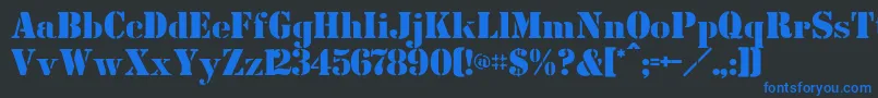 フォントCutoutsflf – 黒い背景に青い文字