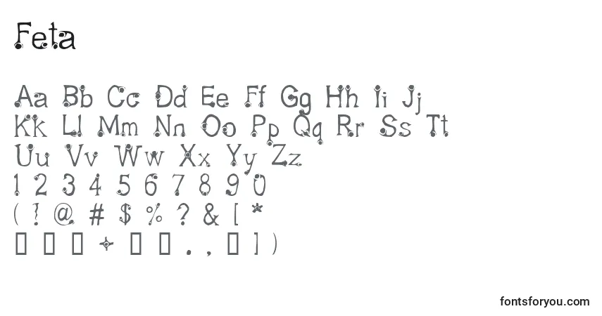 Schriftart Feta – Alphabet, Zahlen, spezielle Symbole