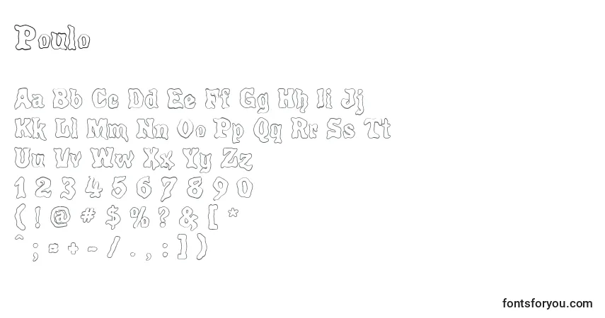 Schriftart Poulo – Alphabet, Zahlen, spezielle Symbole