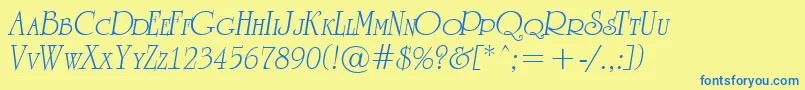 Police ARomanuscpsItalic – polices bleues sur fond jaune
