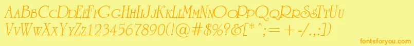 ARomanuscpsItalic Font – Orange Fonts on Yellow Background