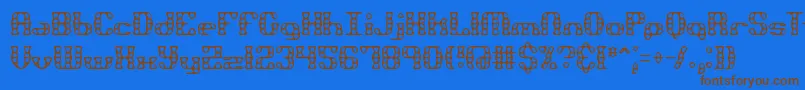 Saiba mais sobre a fonte BrassKnuckleBrk Fonte BrassKnuckleBrk – fontes marrons em um fundo azul