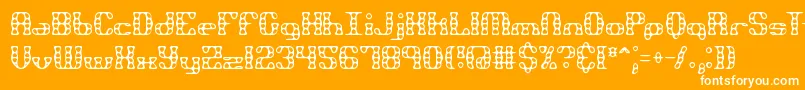 BrassKnuckleBrk-Schriftart – Weiße Schriften auf orangefarbenem Hintergrund