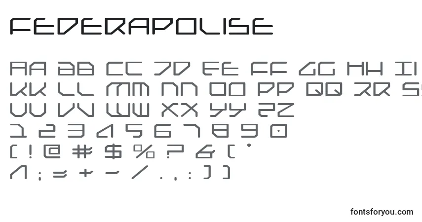 Schriftart Federapolise – Alphabet, Zahlen, spezielle Symbole