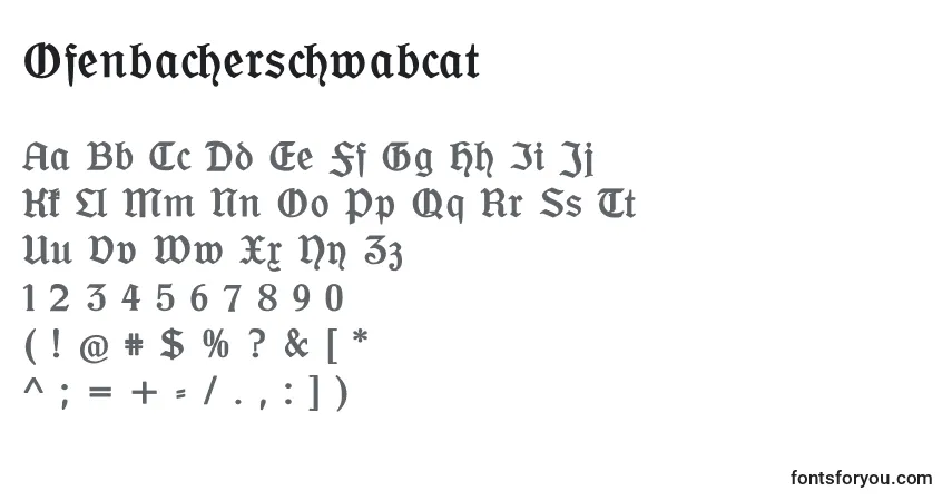 A fonte Ofenbacherschwabcat – alfabeto, números, caracteres especiais