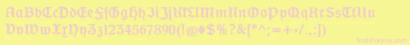 Ofenbacherschwabcat-Schriftart – Rosa Schriften auf gelbem Hintergrund