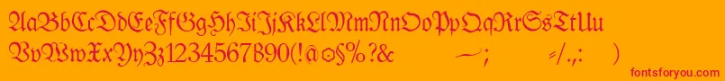 フォントKlausbfraktur – オレンジの背景に赤い文字