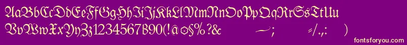 Klausbfraktur-Schriftart – Gelbe Schriften auf violettem Hintergrund