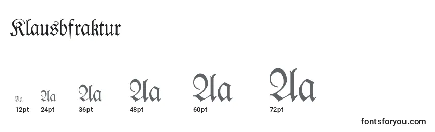 Размеры шрифта Klausbfraktur