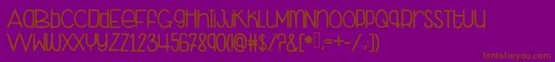 Abegprettylindacute-Schriftart – Braune Schriften auf violettem Hintergrund