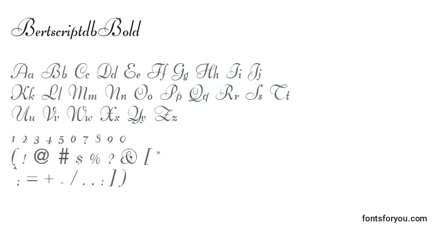 A fonte BertscriptdbBold – alfabeto, números, caracteres especiais