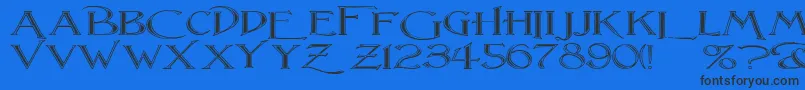フォントLightfootF – 黒い文字の青い背景