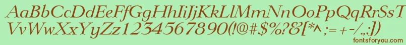 Fonte LingwoodItalic – fontes marrons em um fundo verde