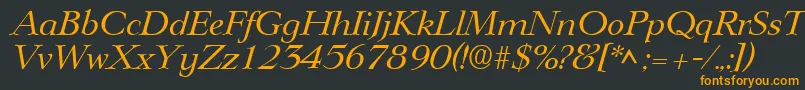 LingwoodItalic-fontti – oranssit fontit mustalla taustalla