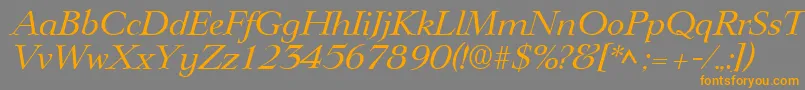 LingwoodItalic-fontti – oranssit fontit harmaalla taustalla