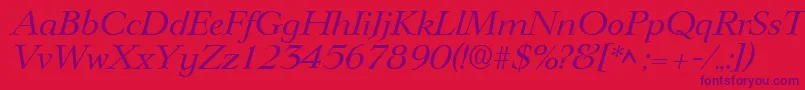 Fonte LingwoodItalic – fontes roxas em um fundo vermelho