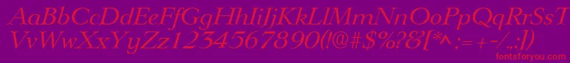 Fonte LingwoodItalic – fontes vermelhas em um fundo violeta