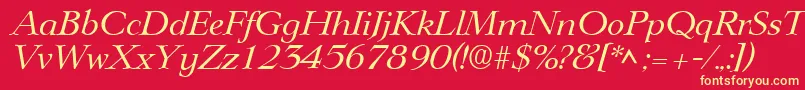 Fonte LingwoodItalic – fontes amarelas em um fundo vermelho