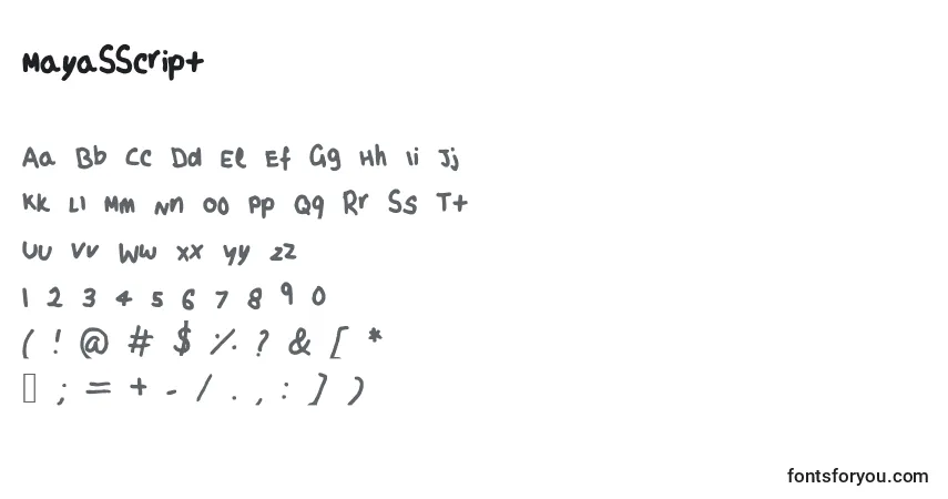 Czcionka MayaSScript – alfabet, cyfry, specjalne znaki